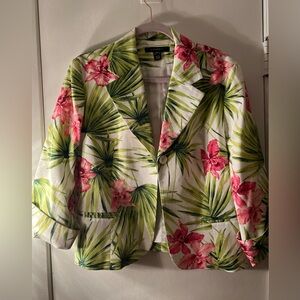 Louben Blazer - Size 12, White/Pink/Green